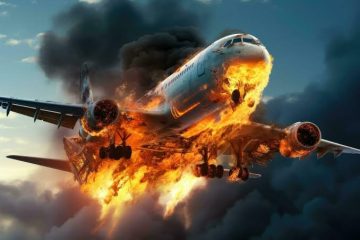 Burning plane on air